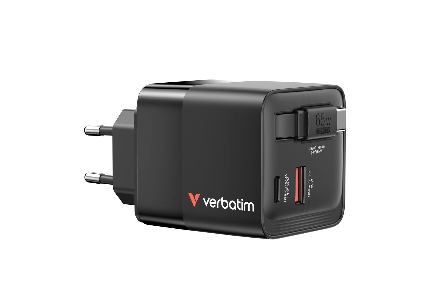 Verbatim GaN Charger 65W Retractable Cable Verbatim GaN Charger 65W Retractable Cable